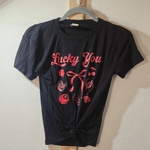Black T-Shirt with Pink Graphic